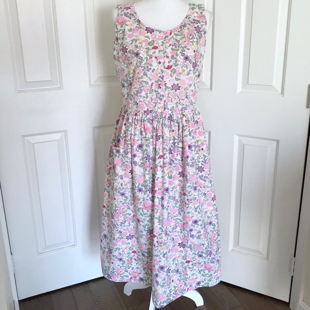 VINTAGE 80’s pink floral cottagecore dress medium